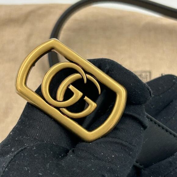 Men's Gucci double G black leather belt size 90 cm/36 inches made in Italy - Picture 1 of 12